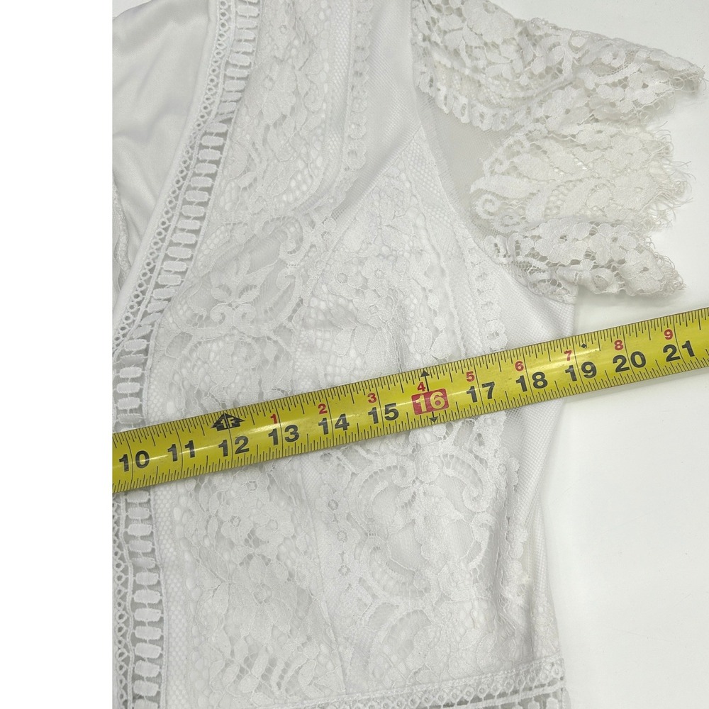 White Lace Boho Maxi Dress Cottagecore Romantic Bridal Style Long Dress Medium - Picture 8 of 9